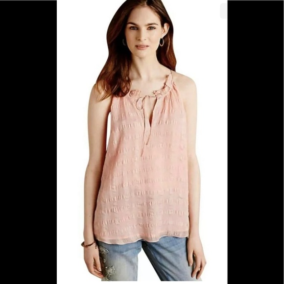 Anthropologie NWT HD in Paris Pink Shadow Pane Silk Tank - Picture 1 of 6